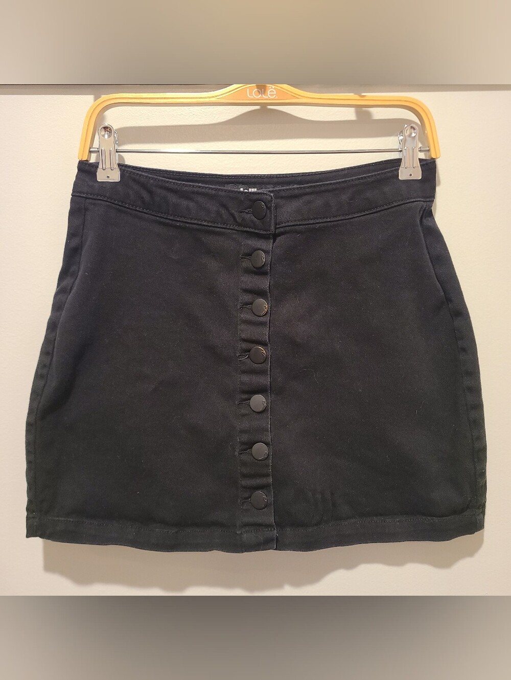 Dollhouse Black Denim Button Up Mini Skirt Goth